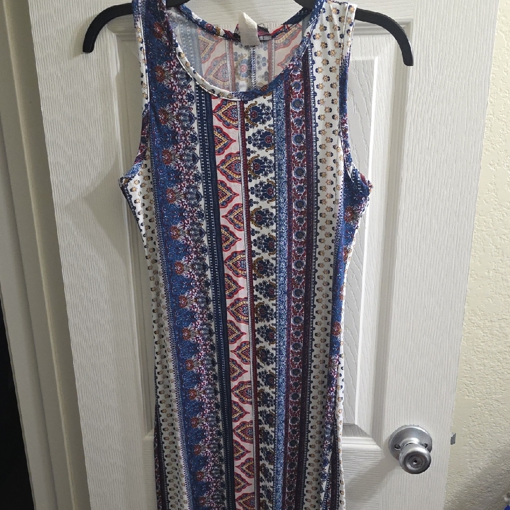 Discreet Multicolor Patterned Maxi Dress Size M